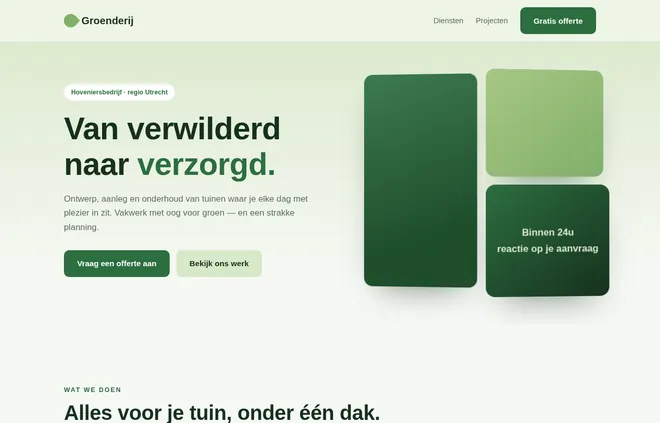 Voorbeeld: website voor een hovenier